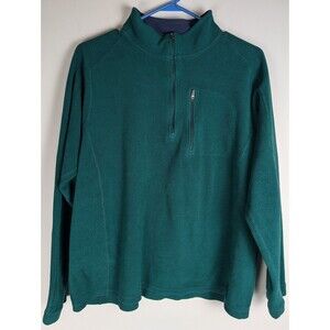 LL Bean Trail Fleece Quarter Zip Mens Large Green Pullover Jacket 280962 Gorp
